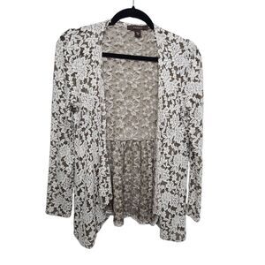 Fever White‎ Lace Boho Open Cardigan Sweater Grandmacore Fairycore SZ Medium